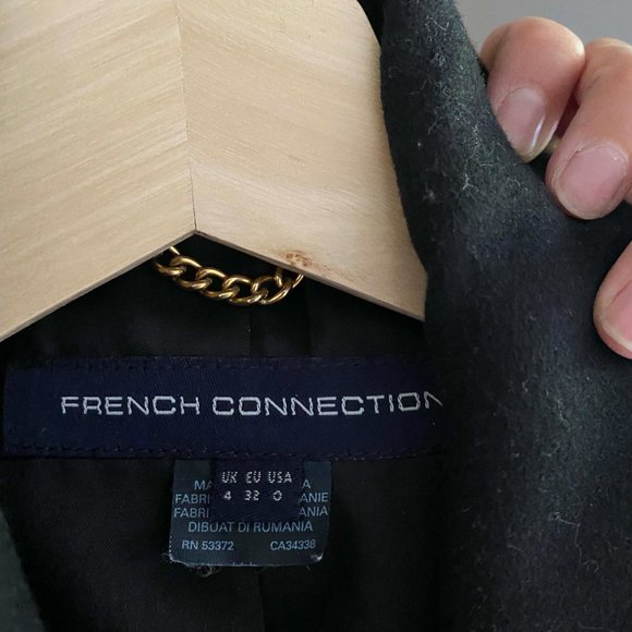 French Connection Wool Cashmere Color Block Coat - Size UK 4/US 0 - Picture 2 of 3